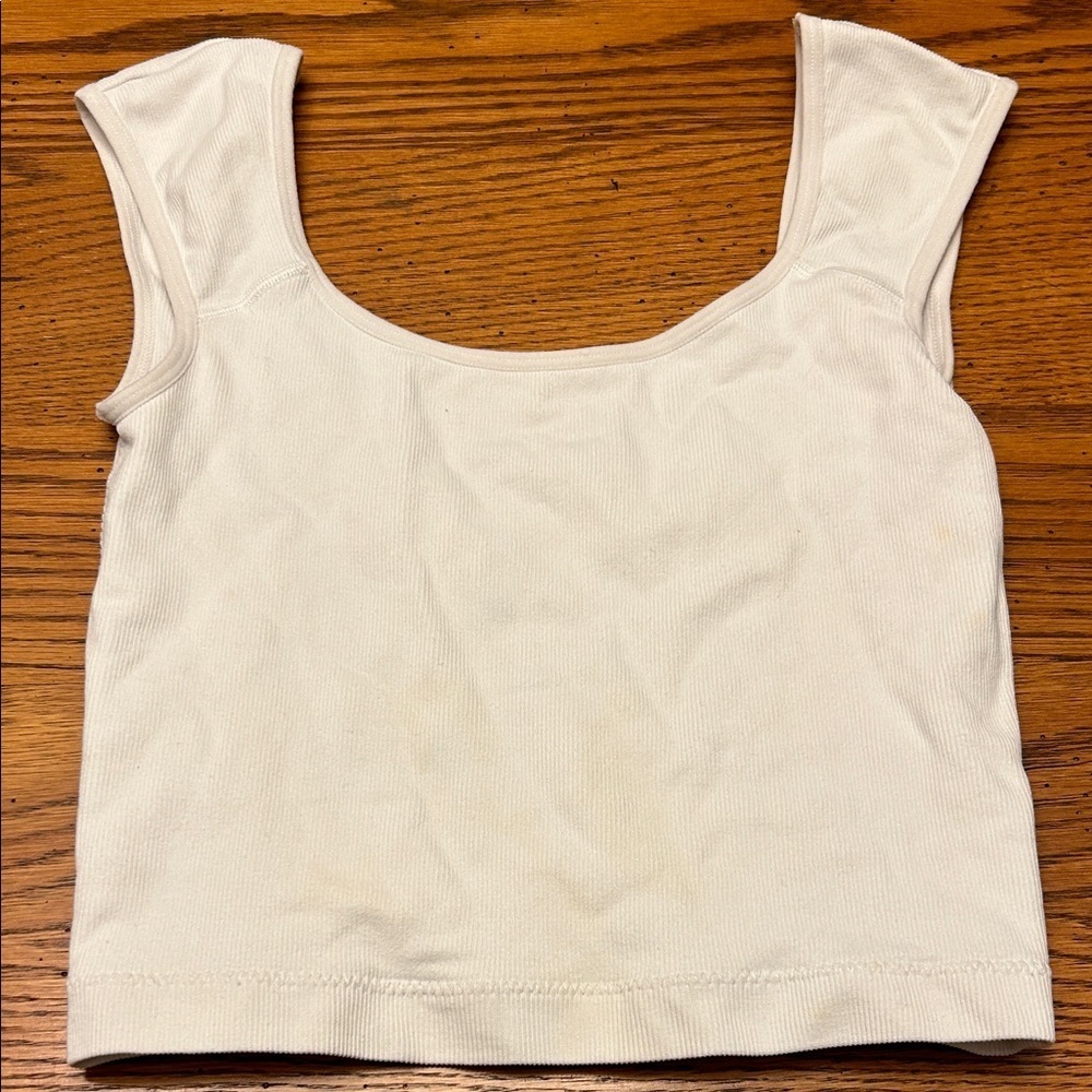 Garage White Ribbed Tank Top/8